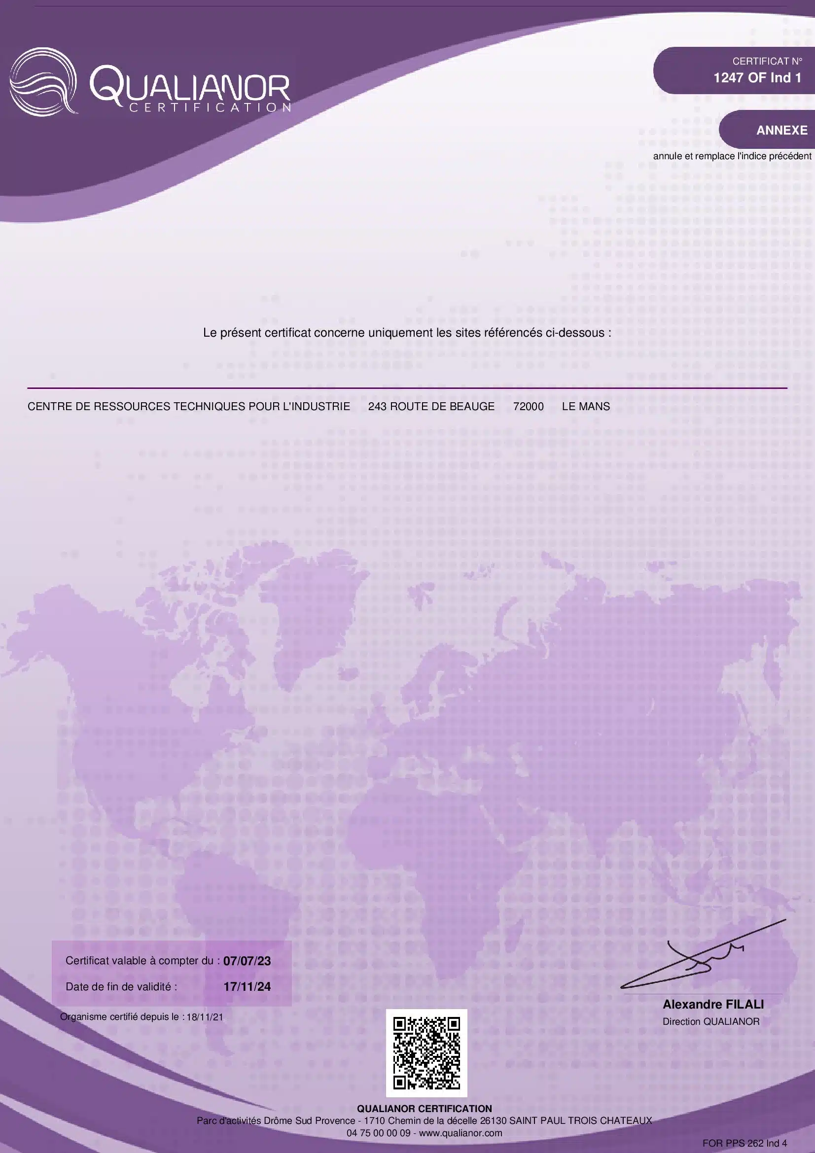 certificat qualianor qualiopi crti
